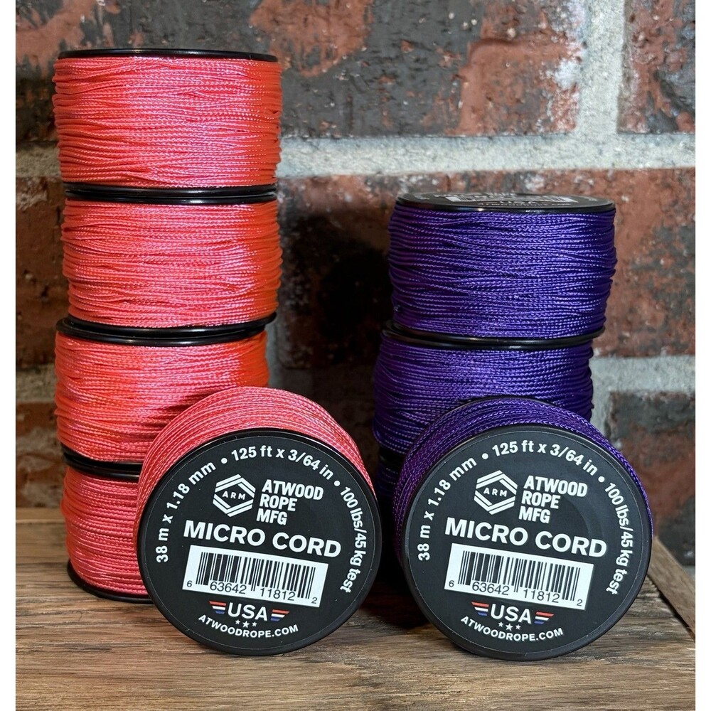 Atwood Rope MFG Micro Utility Cord 5 Pink, 4 Purple 1.18mm X 125ft (OD)